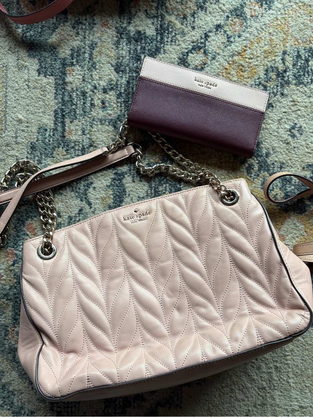 kate spade Blush Pink Quilted Leather Shoulder Bag with Chain Strap